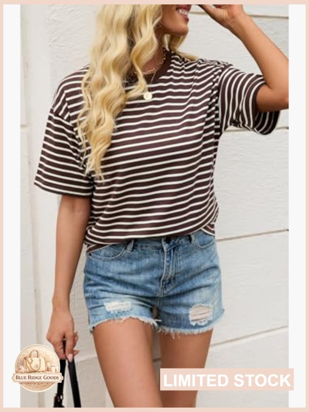 Vintage Striped Cropped Tee Loose Fit Casual Summer Top Y2K Retro Style - Picture 6 of 7